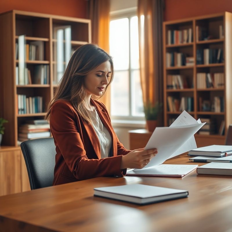 Consultant la birou de lemn într-un interior cu tonuri de nisip și olive